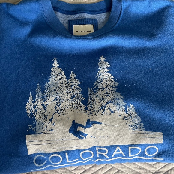 American Eagle - Cozy Blue Crewneck Sweater, Skiing - US LG - Picture 5 of 11